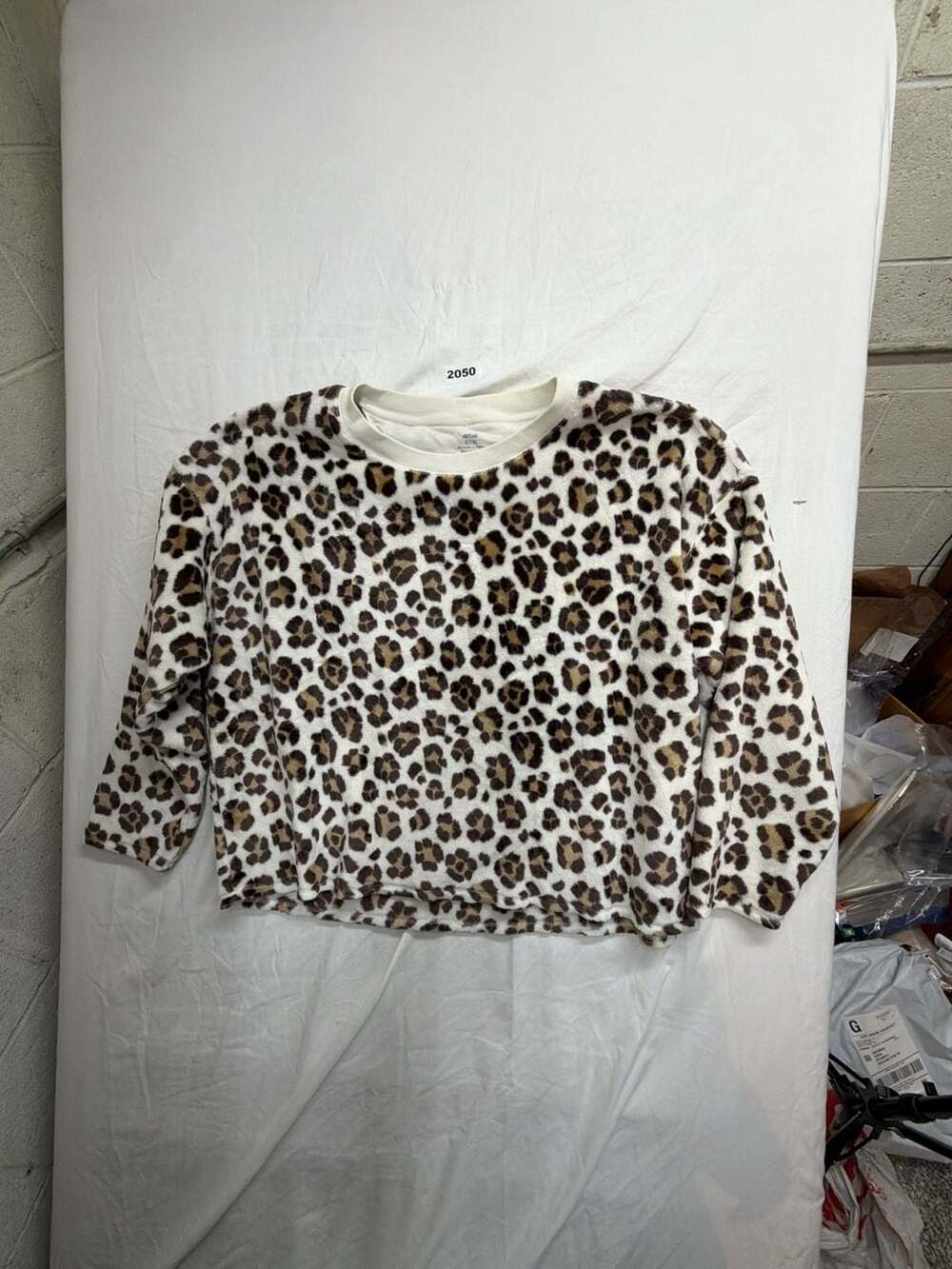 Aerie Leopard Fleece Sweatshirt Size XL Brown Cream Fuzzy Pullover